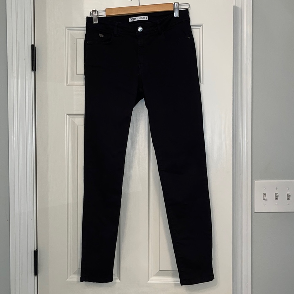 Zara Women’s Black Mid Rise Skinny Jeans Sz 6‎ Ankle Flattering Minimalist Basic